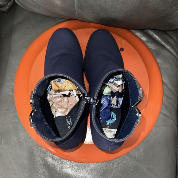 London Fog 10 Owynn Navy Black Soles Block Heel Non Slip Waterproof Ankle Boots - Picture 10 of 10